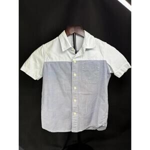 GAP Kids Shirt‎ Boys Small 6-7 Blue Oxford Colorblock Short Sleeve Button Front